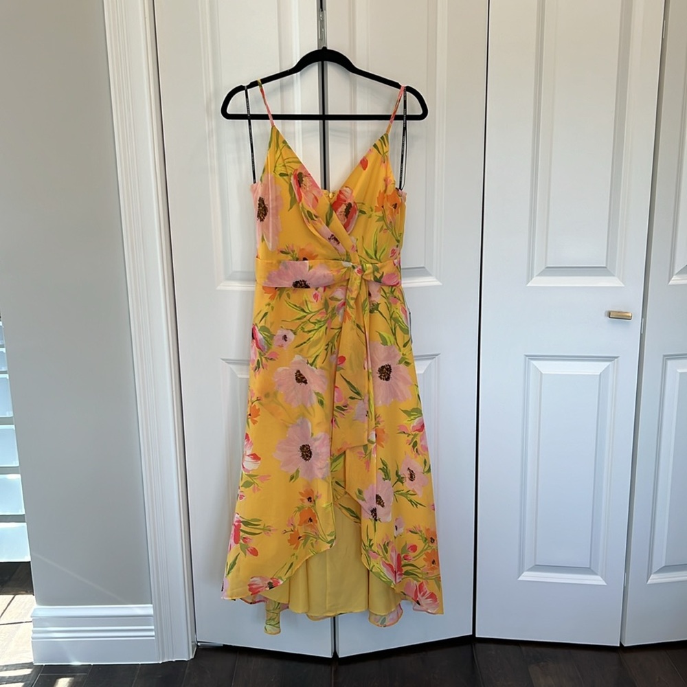 Vince Camuto Yellow Floral High-Low Dress